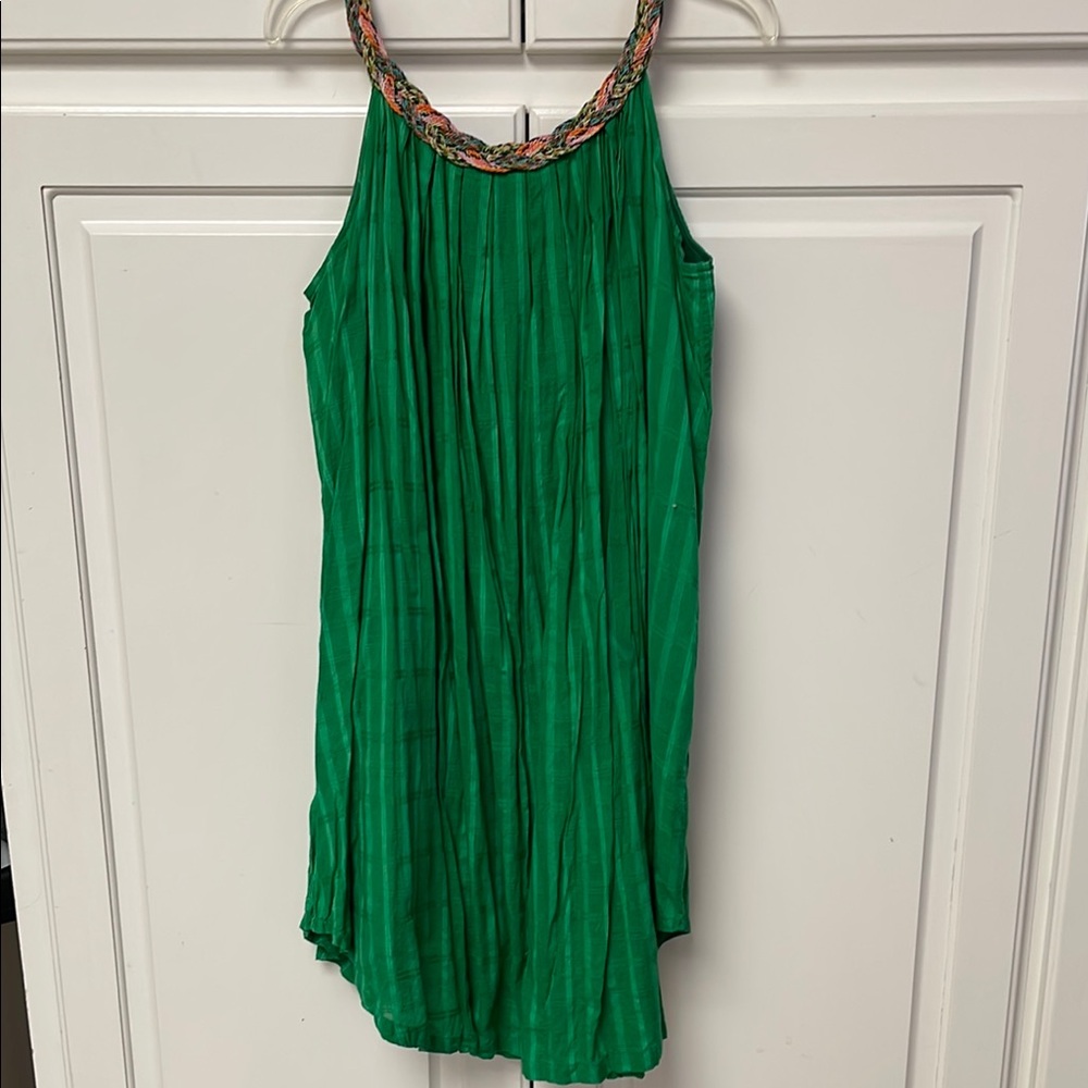 Lucky & Coco Green Dress with Multicolor Braided Strap